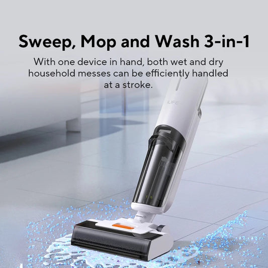 Aspirateur Laveur ILIFE W90 Sans Fil – Aspiration 5500Pa, Nettoyage Intelligent et Réservoir Double