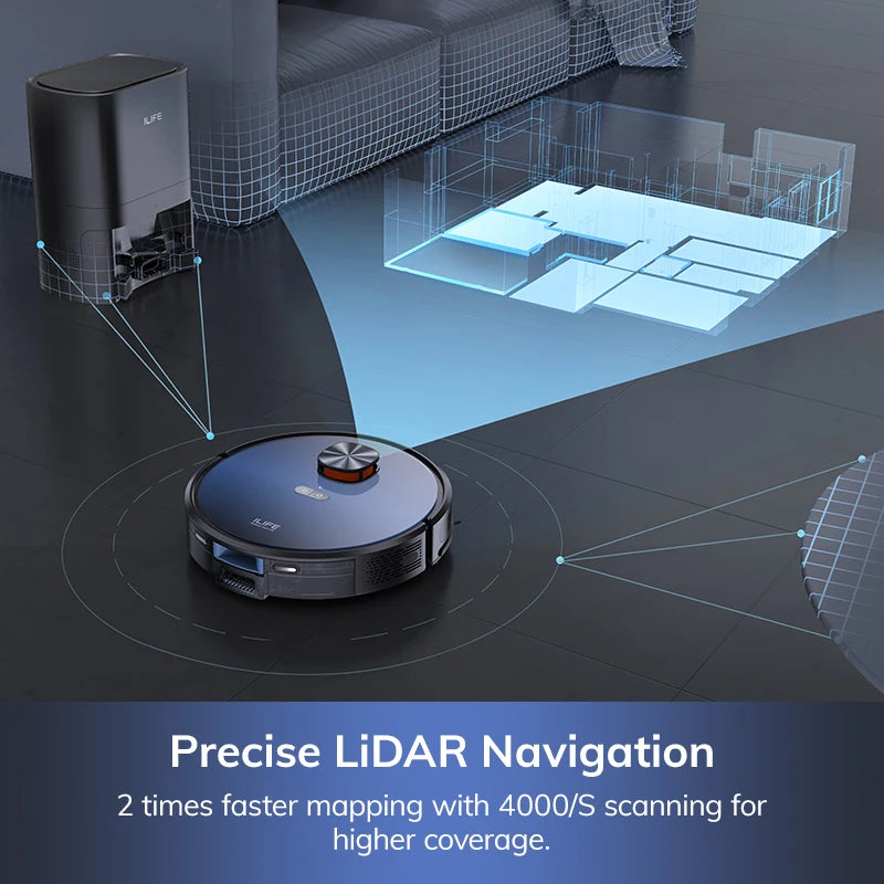 Aspirateur Robot ILIFE T10s – Station Auto‑Vidange, Navigation LDS & Puissance 3000 Pa